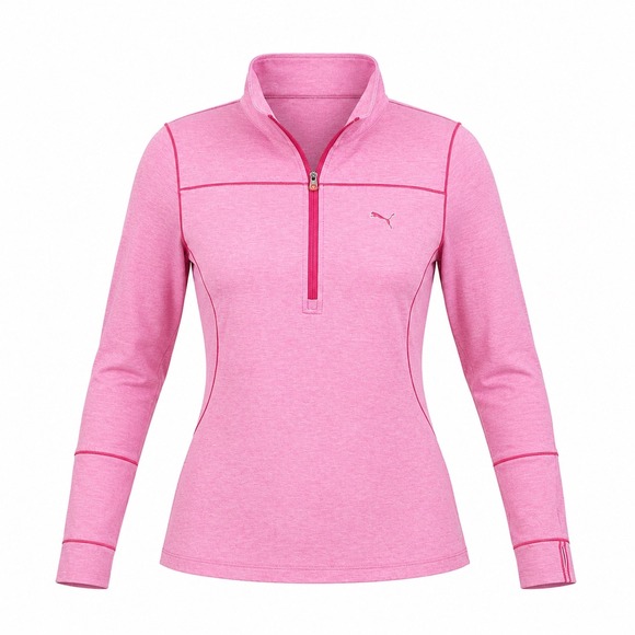 Puma Pink Space Dye Quarter Zip Pullover Thumbhole Athletic Top Small retro Y2K